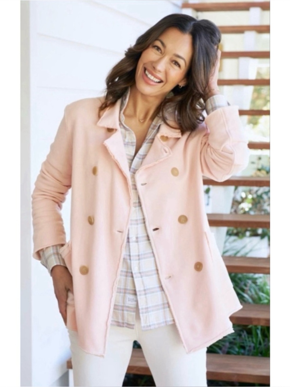 Frank & Eileen Double-Breasted Blush Pink Pea Coat